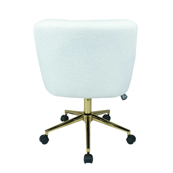 Home Office Chair With Armrest White Cashmere Fabric
