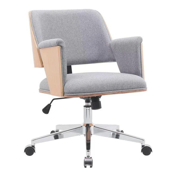 Partner New Model Modern Home Office Chair Bent Wooden Base And Fabric Cover With Revolving Feature Monica